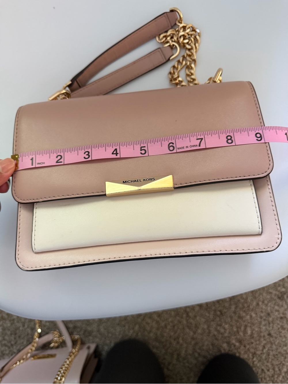 Michael Kors Pink and Cream Leather Shoulder Bag - Picture 5 of 8